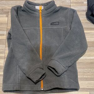 Columbia Charcoal Fleece Jacket with Bright Orange Zipper 4T